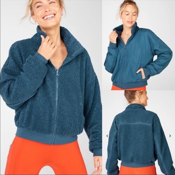 Fabletics Jackets & Blazers - Fabletics reversible jacket, cropped, cozy fleece, ribbed cuffs, new with tags